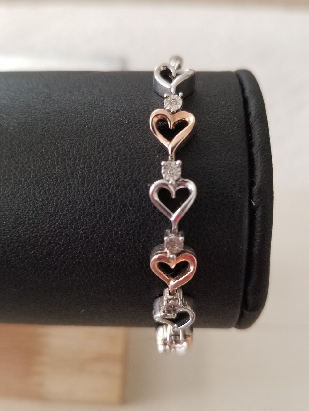 Sterling Silver & 10K Hearts Bracelet